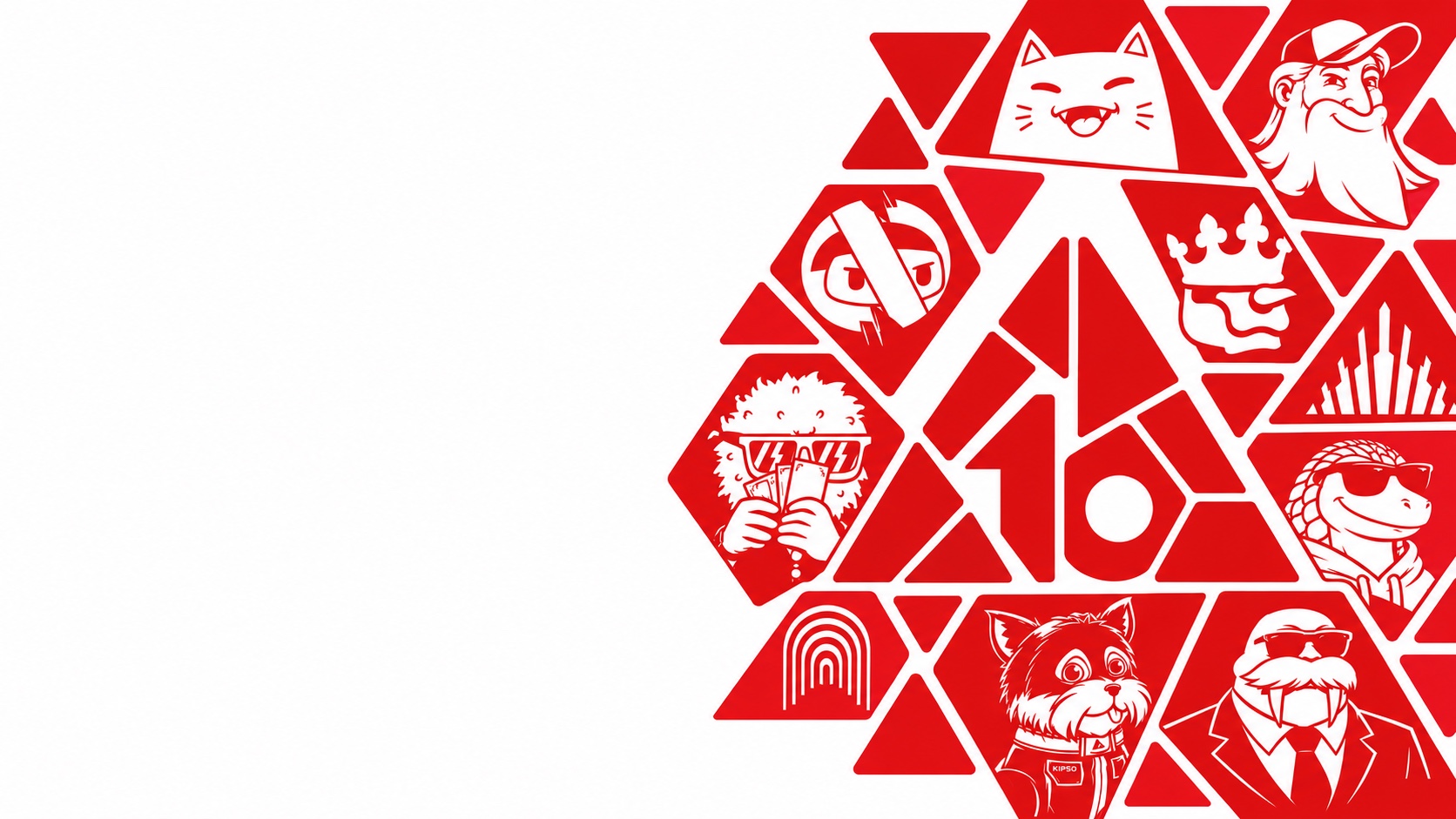 AVAX10 emblem: a triangle mosaic of Avalanche mascots around a red 10 logo